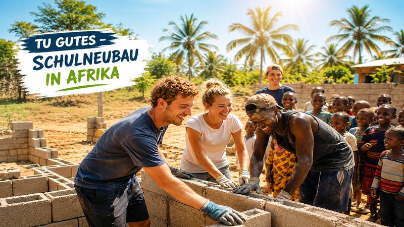 Freiwilligenarbeit in Afrika – Schulneubau & Persönlichkeitsentwicklung Junge Erwachsene bauen gemeinsam mit Einheimischen eine Schule in Afrika und engagieren sich bei einem Freiwilligenprojekt im Ausland.