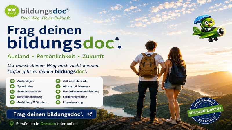 bildungsdoc® Zukunftsberater in Dresden für Auslandsjahr, Sprachreisen, Schüleraustausch, Berufsorientierung, Ausbildung, Studium und Persönlichkeitsentwicklung